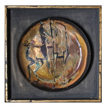 Ceramic plate entitle Cavaliere e Cavallo, by Lorenzo Cascio Cavallo
